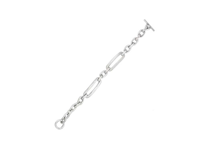 Silver Plated Mens Toggle Chain Bracelet